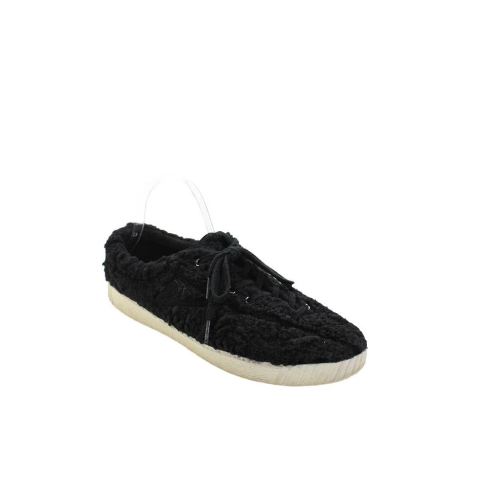 Tretorn Womens Lace Up Low Top Faux Fur Sneakers Black White Size 12